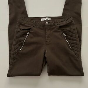 Zara Basic Z1975 Denim Olive Green Pants